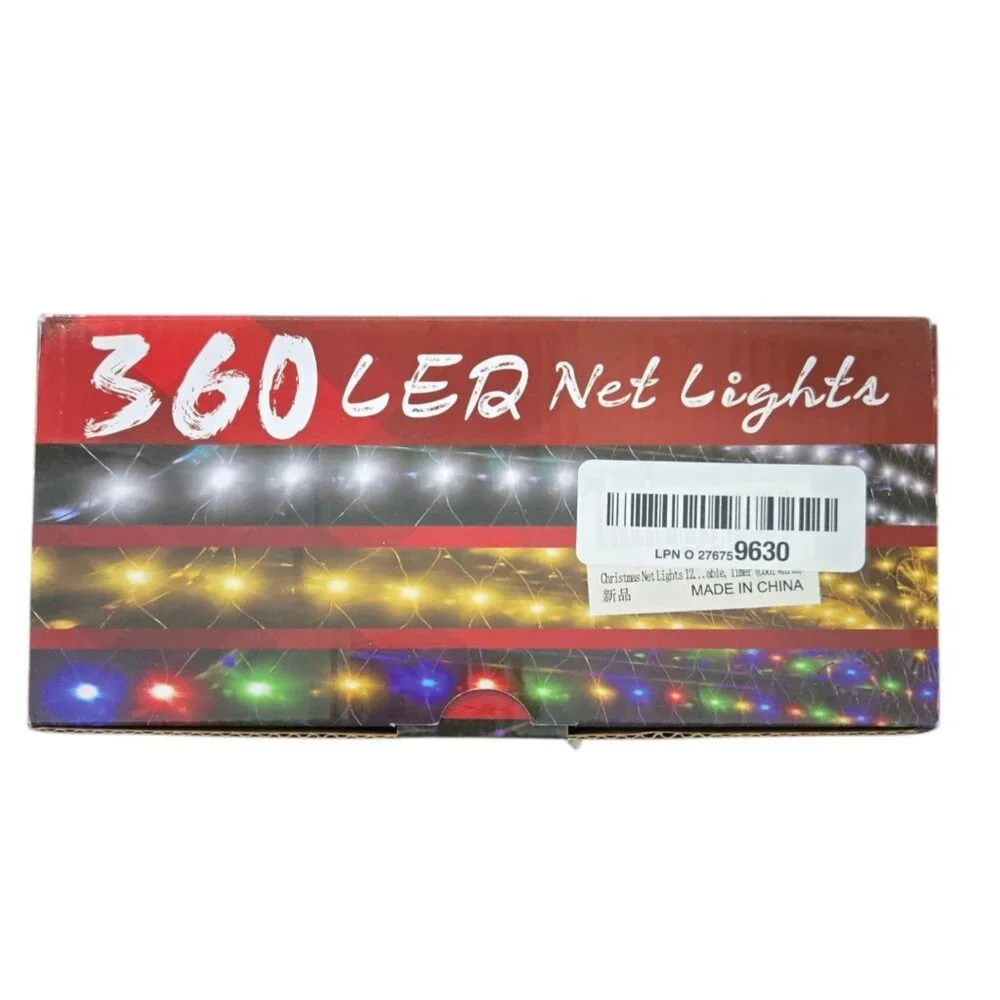 Outdoor LED Net Lights 360 Cool White Christmas 12 x 15 ft Memory & 8 Modes